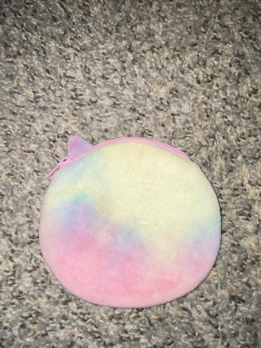 Pastel tie-dye plush cat coin pouch